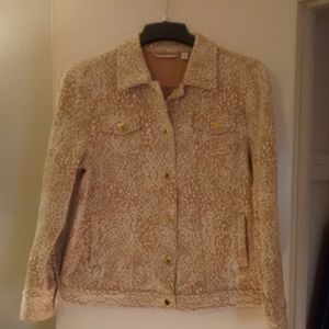 Isaac Mizrahi LIVE! Tan & White Quilted Jacket